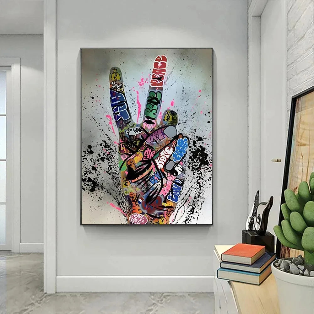 Street Graffiti Gestures Canvas Wall Art