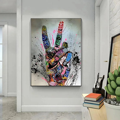 Street Graffiti Gestures Canvas Wall Art