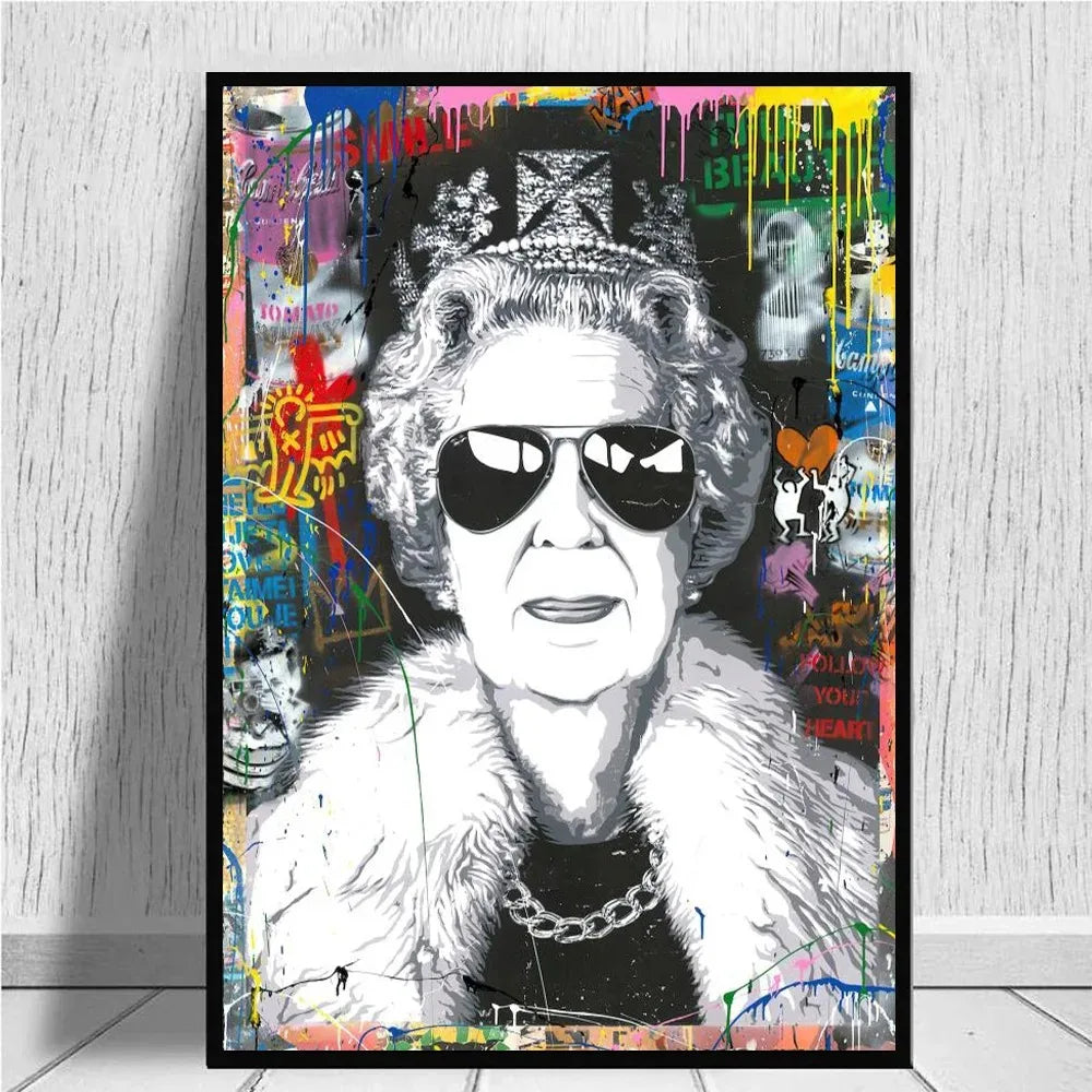 Queen Elizabeth Pop Graffiti Canvas Print