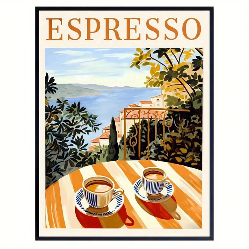 vintage mid century italian espresso coffee canvas wall art