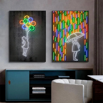 Neon Effect Iconic Canvas