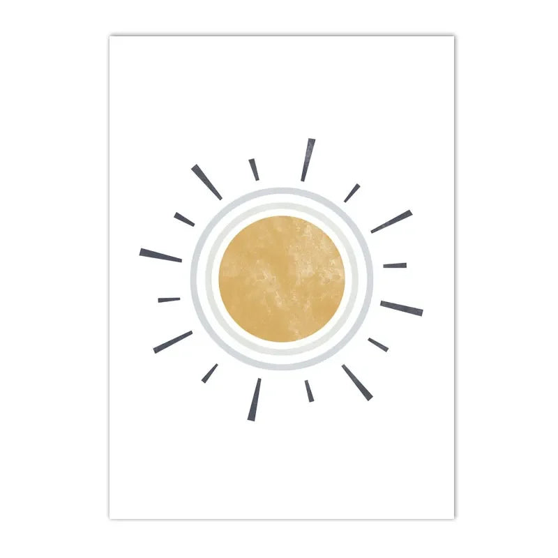 earth with spaceship, moon, stars and rainbow kids canvas wall art