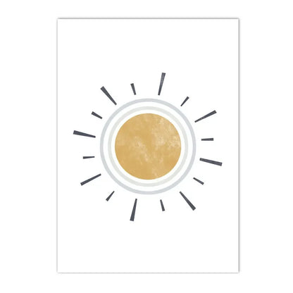 earth with spaceship, moon, stars and rainbow kids canvas wall art