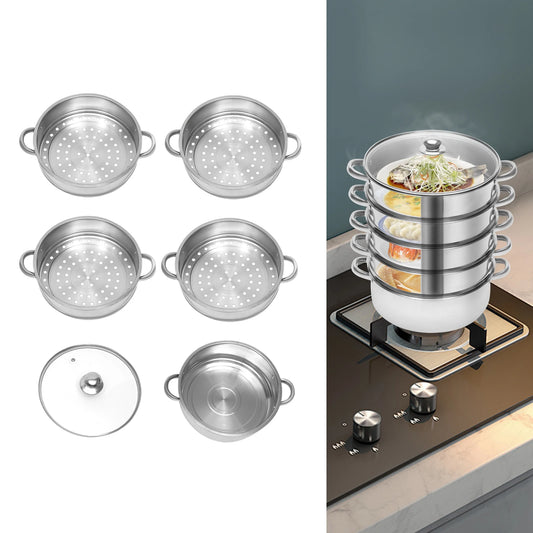 Multifunctional 5-Tier Stainless Steel Steamer