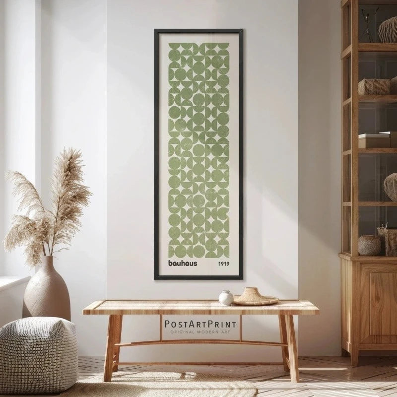 long narrow vertical sage green bauhaus frameless canvas