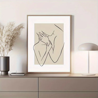 three piece beige one line couple romantic quote canvas set