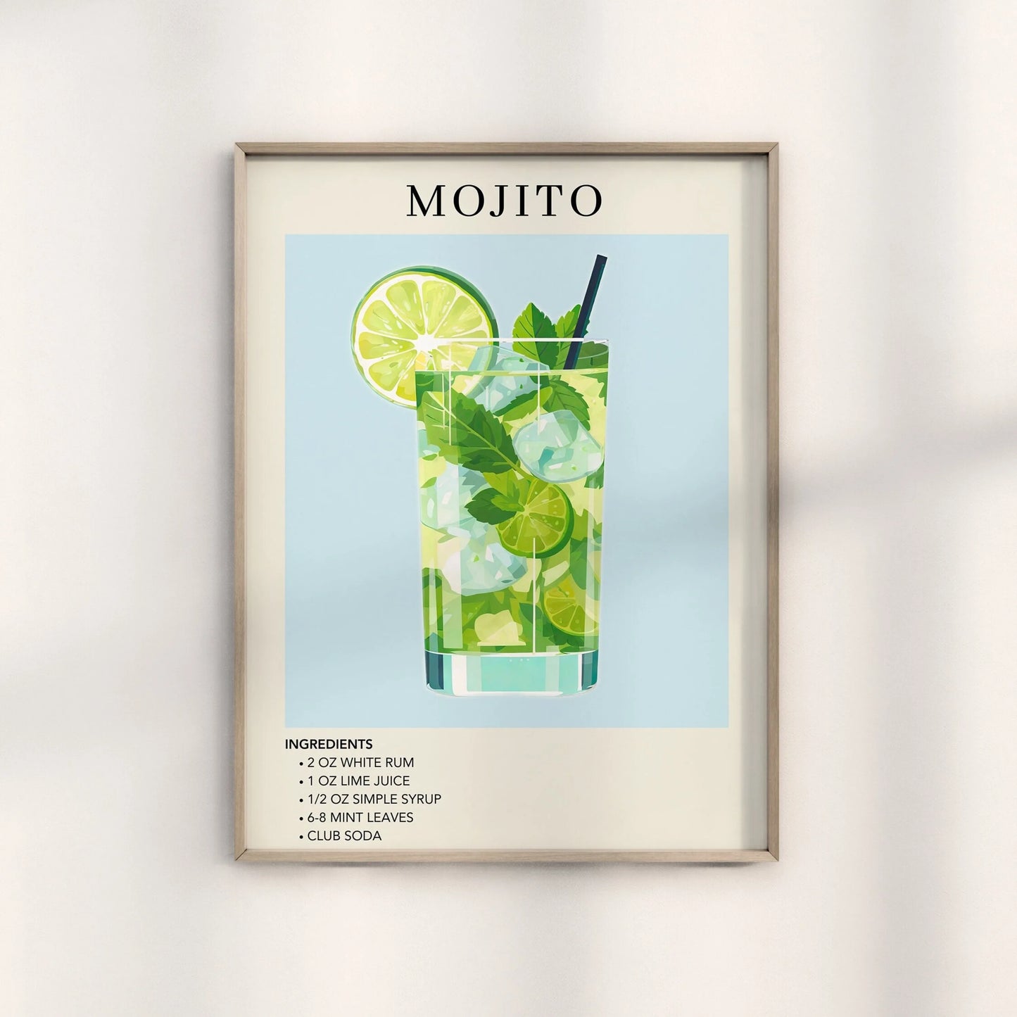 Vintage cocktail alphabet retro bar canvas wall art