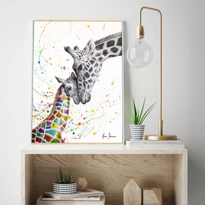 graffiti style giraffe with love lettering pop art canvas