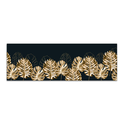 Black and gold monstera and ginkgo leaves botanical canvas wall art