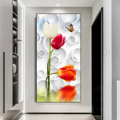 retro chinese style butterfly and flower vintage canvas print