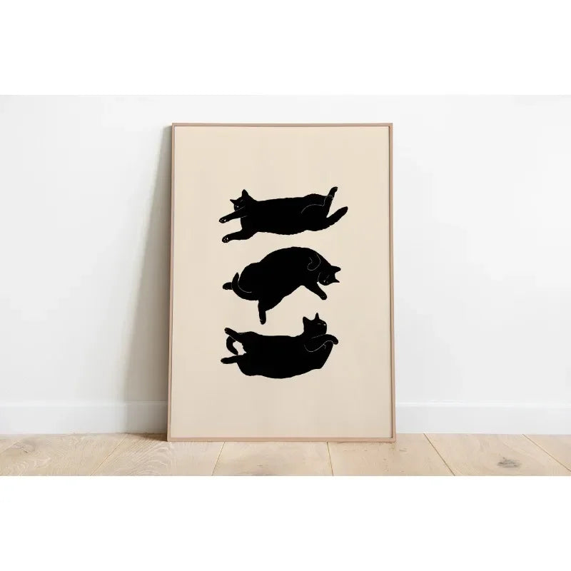 minimal abstract cartoon cat illustration canvas