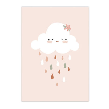 pink rainbow hearts sun and clouds nordic kids canvas