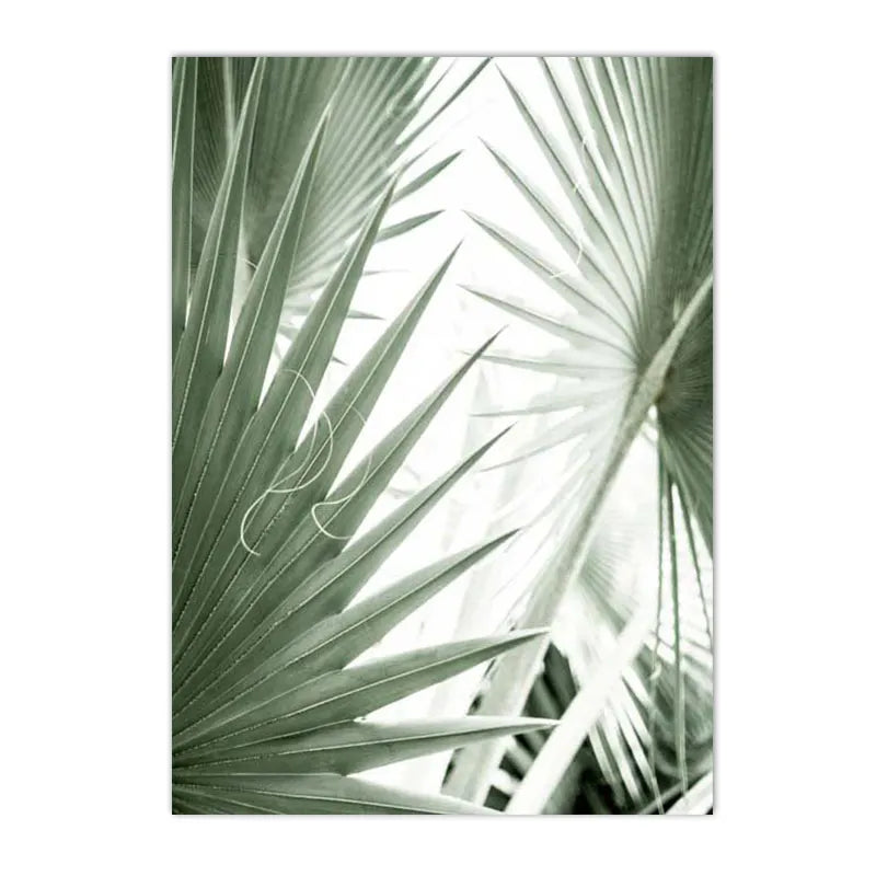 botanical canvas with succulents cactus and green leaves