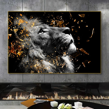 Modern Black Lion & Safari Animals Canvas