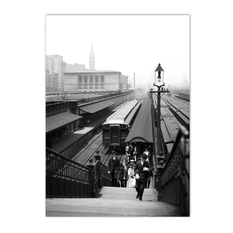 black and white cityscapes of new york and paris with bridges on canvas