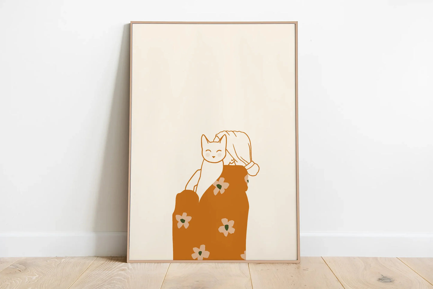 minimal abstract cartoon cat illustration canvas