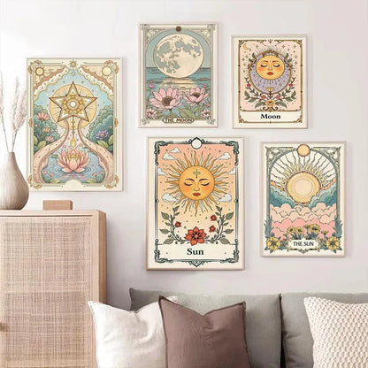 Tarot Sun & Moon Lotus Flower Canvas