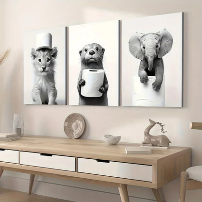 Monochrome Animal Canvas - Set Of 3