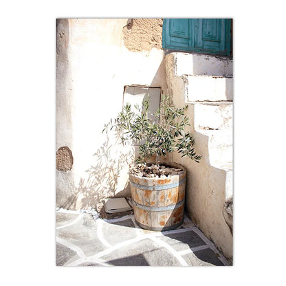 Puglia landscape with olive trees and ancient buildings canvas wall art