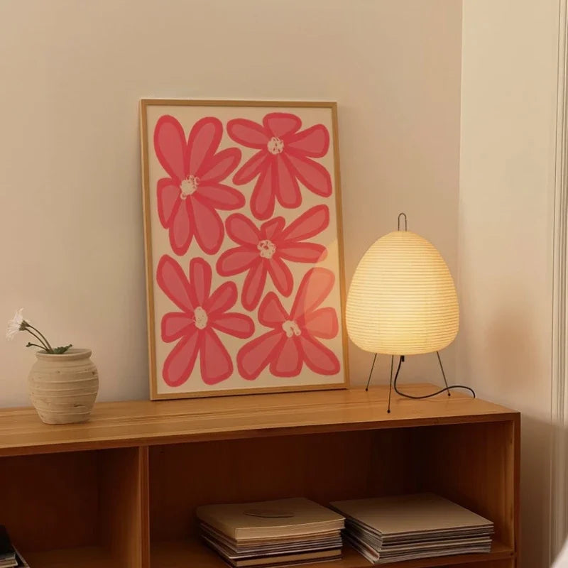 pink aesthetic floral collage canvas wall art