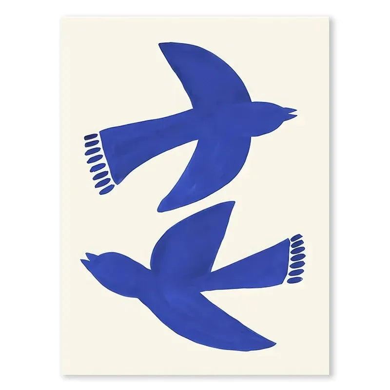 Nordic Abstract Blue Silhouette Canvas