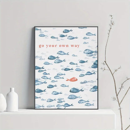frameless nautical fish pattern canvas with go your own way quote