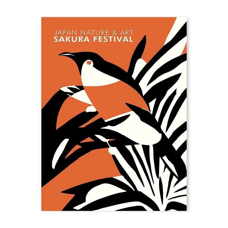 Japanese Sakura Festival Bird Canvas Print