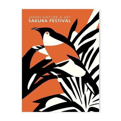 Japanese Sakura Festival Bird Canvas Print