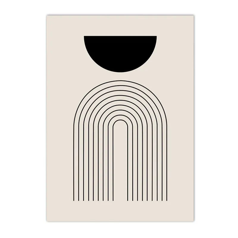 boho terracotta mustard sun with leaf geometric canvas wall art