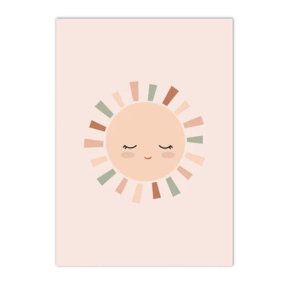 pink rainbow hearts sun and clouds nordic kids canvas