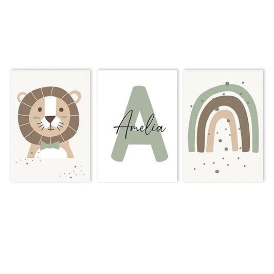 Personalized Rainbow Lion Canvas Print