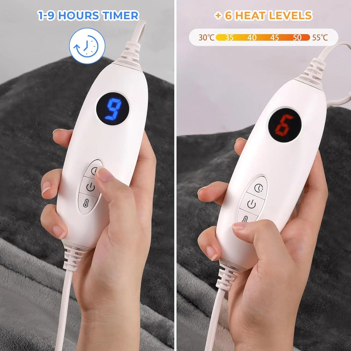 Electric Flannel Heating Blanket with Timer & Overheat Protection