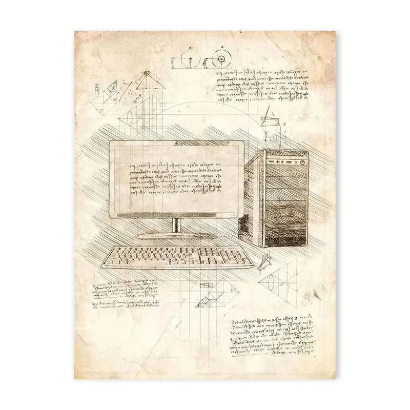 Vintage Sketch Gaming Blueprint Prints Collection