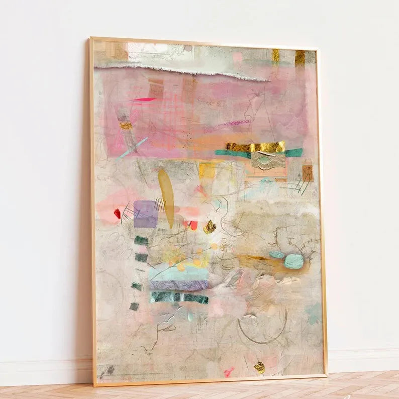 large minimalist textured pastel multicolor abstract unframed canvas
