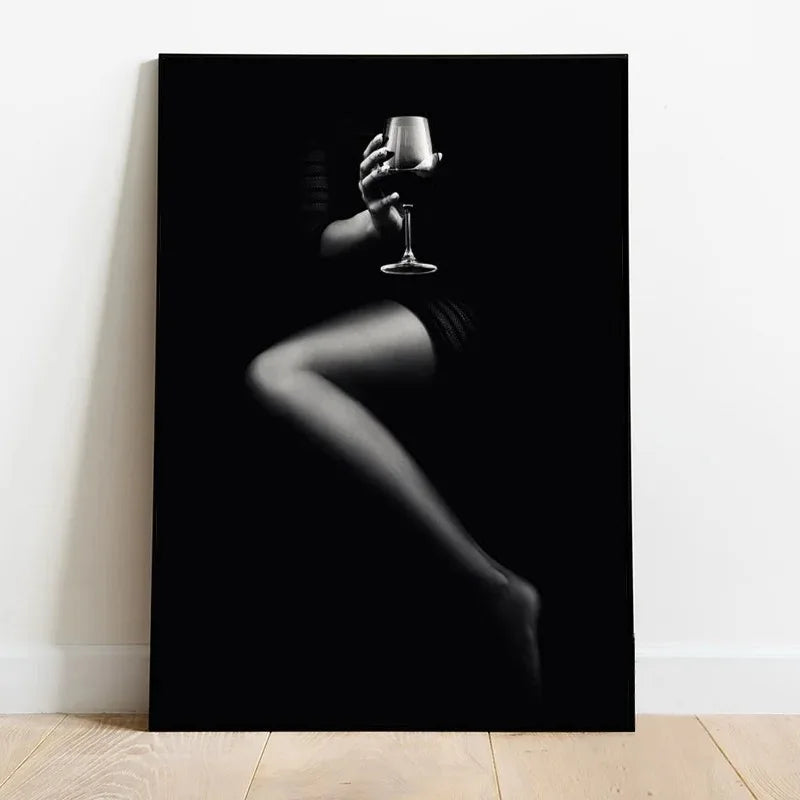 tasteful black and white nude figure canvas wall art