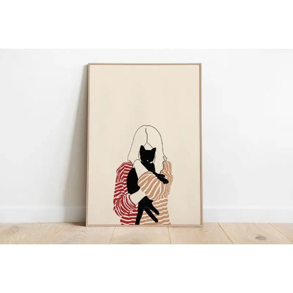 minimal abstract cartoon cat illustration canvas