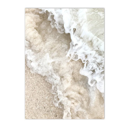 white waves on beach with palm leaves Nordic canvas wall art