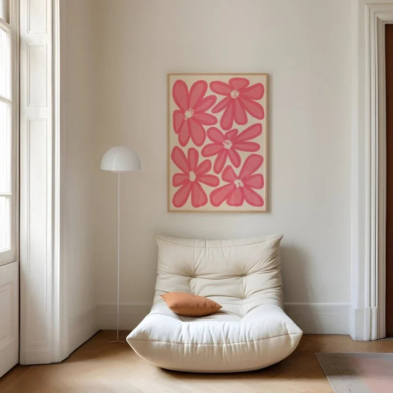 pink aesthetic floral collage canvas wall art