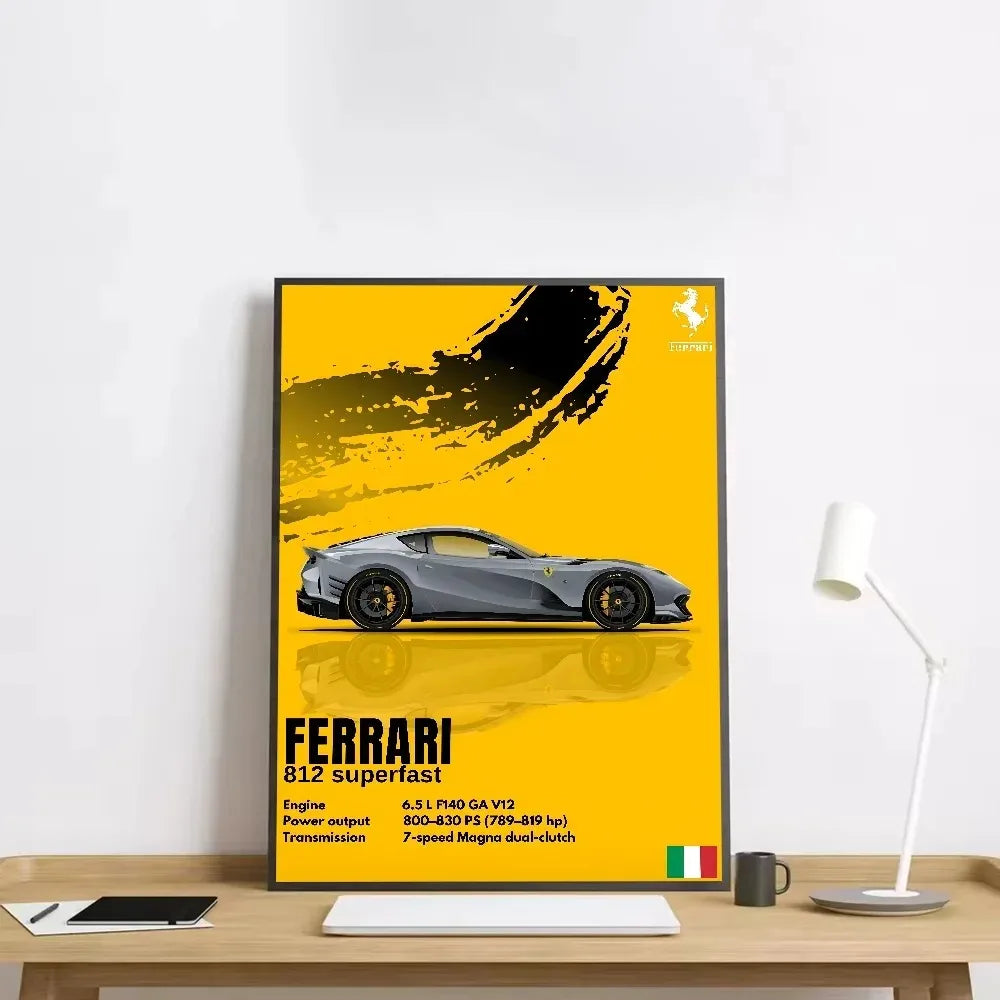 Classic red Italian sports car canvas wall art