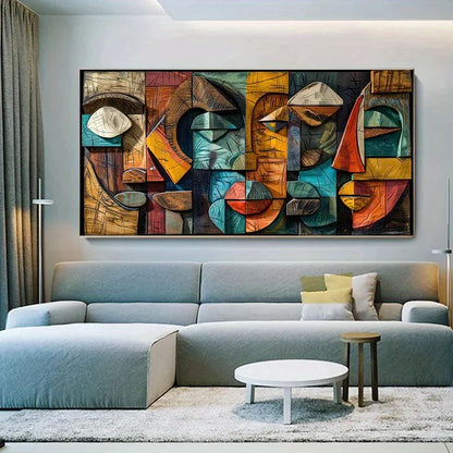 frameless textured geometric abstract canvas wall art