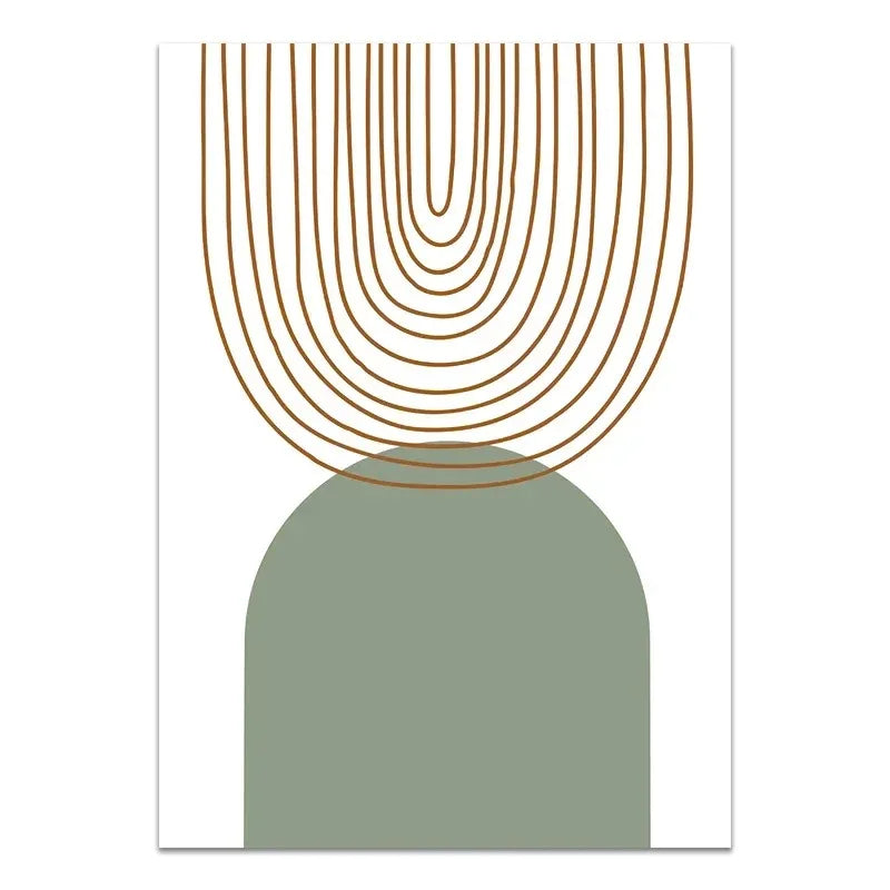 Abstract Bohemian Green Line Leaves Canvas