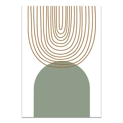 Abstract Bohemian Green Line Leaves Canvas