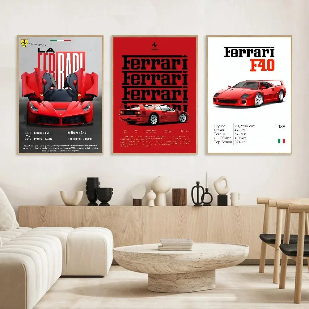 Classic red Italian sports car canvas wall art
