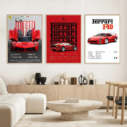 Classic red Italian sports car canvas wall art