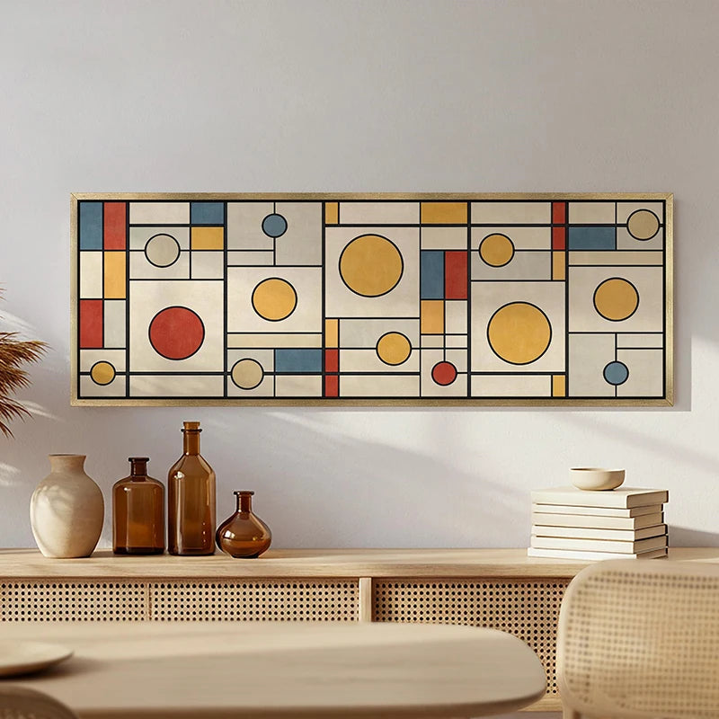 long horizontal mid century geometric unframed canvas