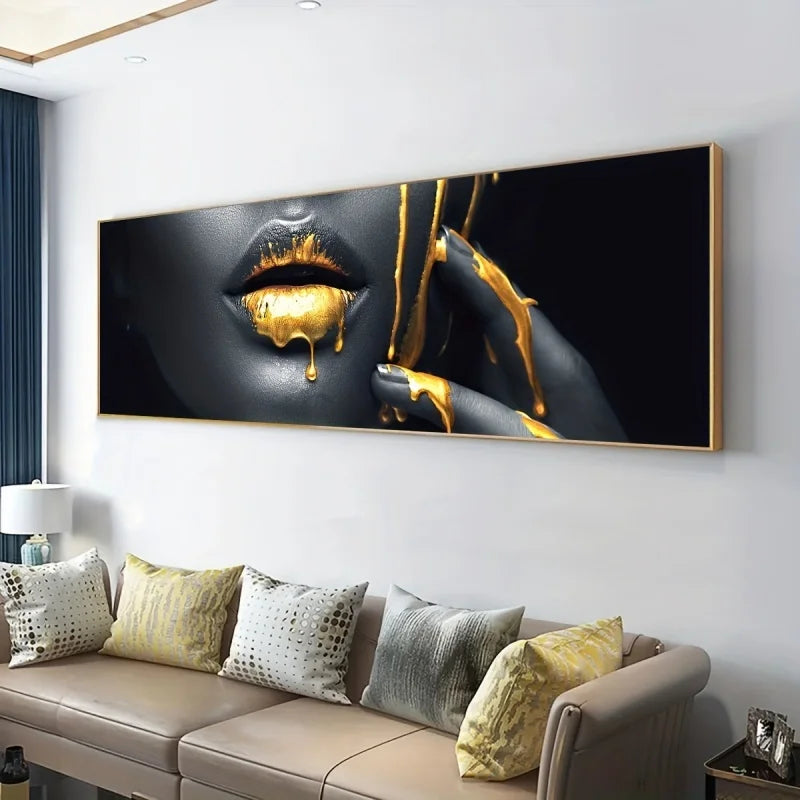 luxury pop art lips with fashion woman canvas wall art