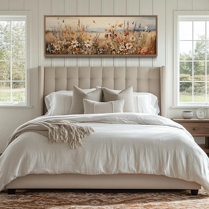 retro rustic wildflowers field farmhouse boho canvas