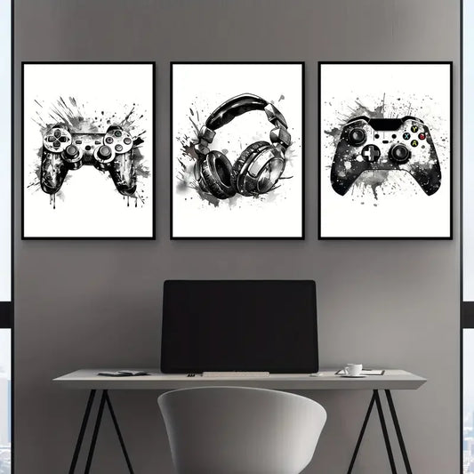 Gaming Graffiti Canvas Print - Set Of 3