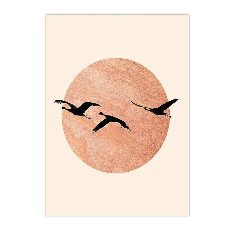 nordic minimalist abstract morning sun plant tree canvas