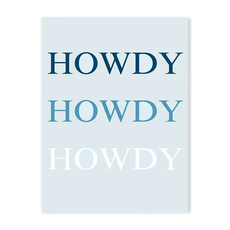 Coastal cowgirl beach aesthetic canvas wall art in light blue